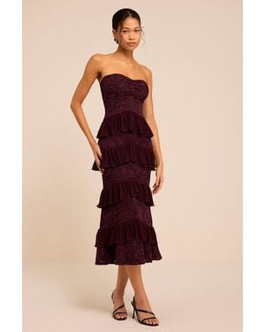 Lulus Mariena Plum Lace Tiered Midi Dress - Pink