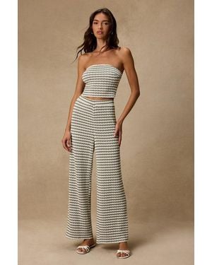 Lulus Esmira And Sage Striped Knit Wide-Leg Pants - Natural