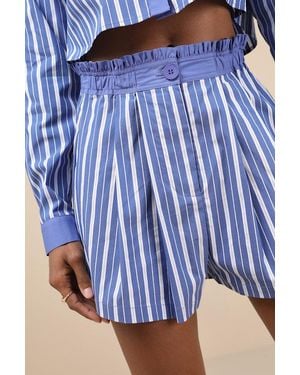 Lulus Playful Babe Striped Ruffled Shorts - Blue