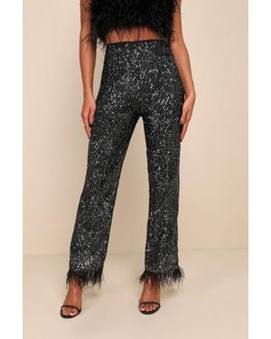 Lulus Total Sparkle Sequin Feather Wide-Leg Pants - Blue