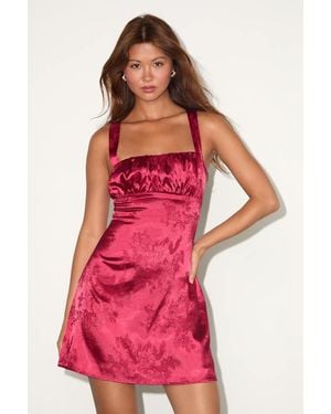 Lulus Brighter Side Light Floral Satin Jacquard Mini Dress in Green | Lyst  UK