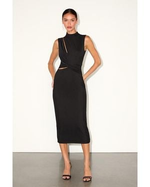 Lulus Kamara Mesh Cutout Knotted Midi Dress - Black