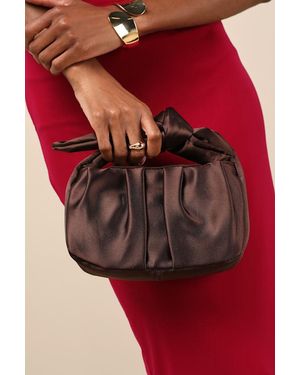 Lulus Essential Style Satin Knot Handle Clutch Bag - Red