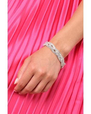 Lulus Danlie Rhinestone Braided Bracelet - Pink