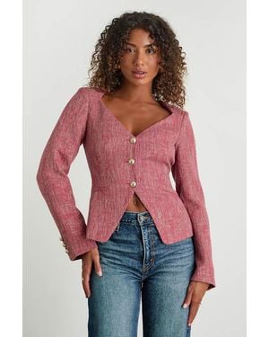 Lulus Vadima Tweed Button-Front Blazer - Red