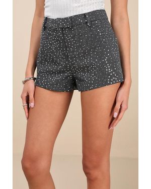 Lulus Caria Sequin Mid-Rise Micro Shorts - Gray