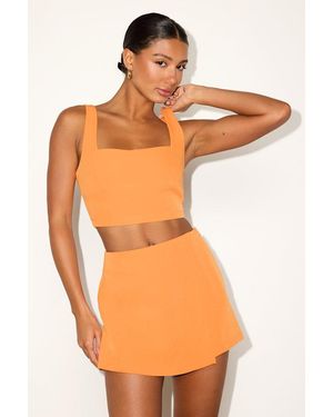 Lulus Exceptionally Styled Lace-Up Two-Piece Skort Romper - Orange
