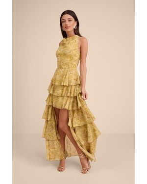 Lulus Cayson Paisley Tiered High-Low Maxi Dress - Natural