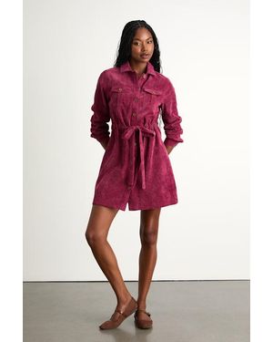 Lulus Simple Affection Corduroy Mini Dress With Pockets - Red