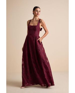Lulus Perfected Aura Jacquard Tie-Back Maxi Dress With Pockets - Red