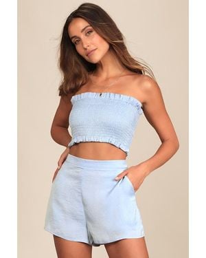 Lulus Extra Love Satin High-Waisted Shorts - White