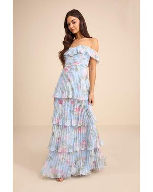 Lulus Always Remarkable Floral Off-The-Shoulder Maxi Dress - Blue