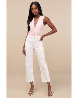 Daze Denim Sundaze Raw Hem Cropped Denim Jeans - Natural