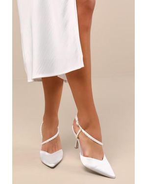 Dolce Vita Kamra True Satin Pearl Pointed-Toe Court Shoes - Natural