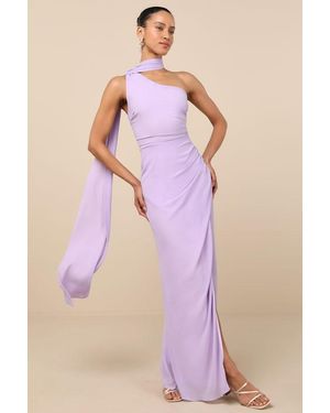 Lulus Adeline One-Shoulder Scarf Maxi Dress - Purple