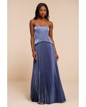 Lulus Makani Satin Bustier Maxi Dress - Blue