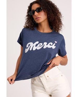 Chaser Brand Merci Heather Short Sleeve Graphic Tee - Blue