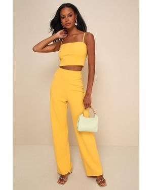 Lulus Impressive Aesthetic Wide-Leg Two-Piece Jumpsuit - Yellow