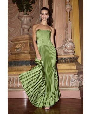 Lulus Makani Lime Satin Bustier Maxi Dress - Green