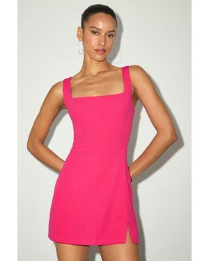 Lulus Admiring Cutie Square Neck Cutout Twist-Back Skort Romper - Pink