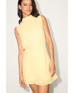 Lulus Classic Elegance Chiffon Sleeveless Mock Neck Mini Dress - Yellow