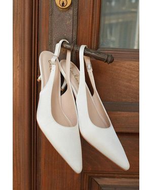 Lulus Agnesca Satin Slingback Kitten Heel Pumps - Natural
