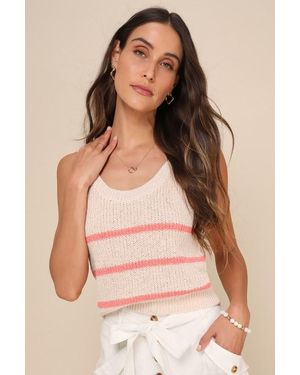 Lulus Effortless Sunshine And Striped Jumper Tank Top - Natural