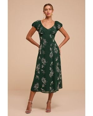 Lulus Kiana Rhinestone Midi Dress - Green