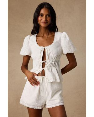 Lulus Delora Eyelet Embroidered Drawstring Shorts - White