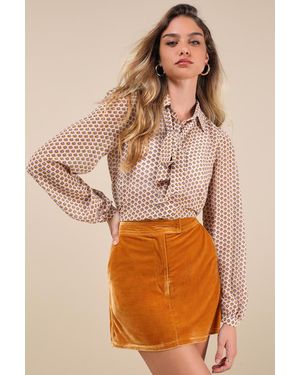 Lulus Splendid Mood Velvet High-Rise Mini Skirt - Brown