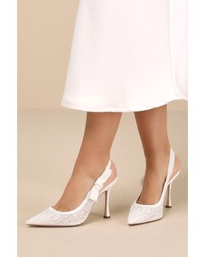 Steve Madden Bri Lace Pearl Ribbon Pointed-Toe Slingback Court Shoes - Natural