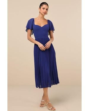 Lulus Calia Flutter Sleeve Midi Dress - Blue