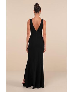 Lulus Majestic Glam Black ウェディング ハイロー マキシドレス Black Strapless Dress - Textured High-Low Dress - Maxi Dress