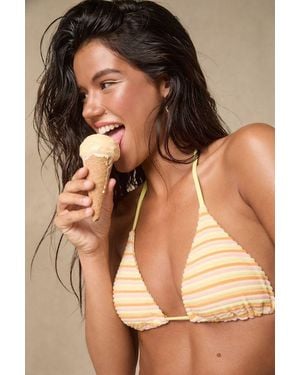 Dippin' Daisy's Palm Striped Terry Knit Triangle Bikini Top - Brown
