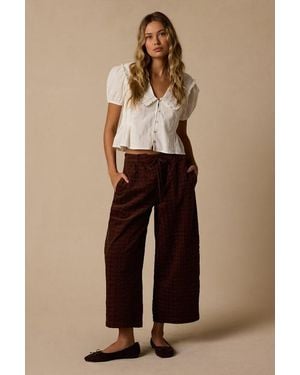 Lulus Whitmer Corduroy Lace-Up Wide-Leg Trousers - Natural