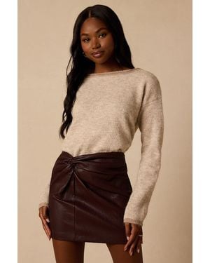 Lulus Lewiston Dark Vegan Leather Mini Skirt - Natural