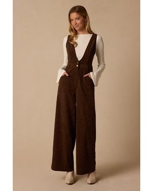 Lulus West Village Floral Pinafore Jumpsuit - Natural