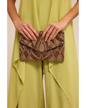 Lulus Josephine Bronze And Beaded Crossbody Clutch - Natural