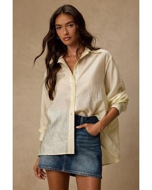 Lulus Petra Pinstriped Button-Up Top - Natural