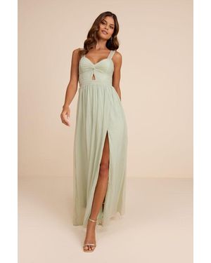 Lulus Aria Crinkle Twist-Front Maxi Dress - Natural