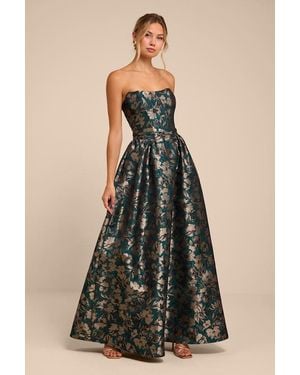 Lulus Bradshaw Floral Jacquard Maxi Dress - Multicolor