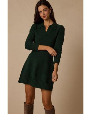 Lulus Soft Serenity Collared Sweater Mini Dress - Green