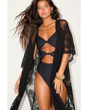 Lulus Suhani Embroidered Shawl Swim Cover-Up - Black