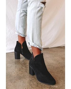Lulus Martella Suede Ankle Booties - Black