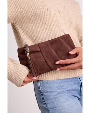 Dolce Vita Louela Chocolate Suede Clutch - Brown