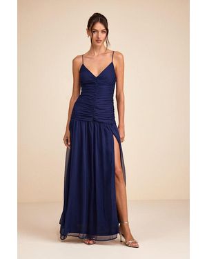 green emerald velvet dress Adelphia Navy Blue Chiffon Maxi Dress main image 0