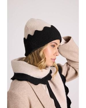 Shiraleah Melody Ivory And Scalloped Beanie - Black
