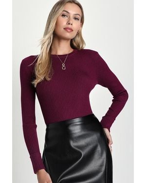 Lulus Basics Karlee Ribbed Knit Long Sleeve Sweater Top - Purple
