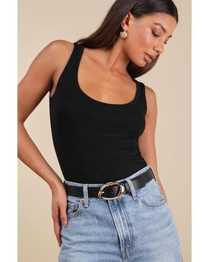 Lulus Laken Oval Buckle Belt - Black