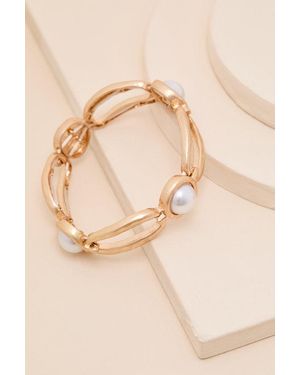 Lulus Sorena Pearl Bangle Bracelet - Natural
